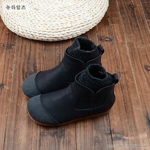 아이버리아맘패션 겨울 벨벳 기모 굽낮은 둥근코 앵글 반부츠 뉴타임즈+A28