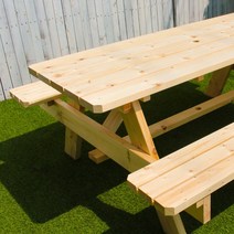 착한테이블 야외 원목 테이블 야외테이블 야외용테이블 세트 테라스 1800 파라솔 별매, 일체형 무도색 4인용