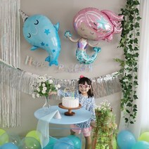 [파티조엘] 인어공주 풍선과 일각고래 풍선 생일파티, 선택안함