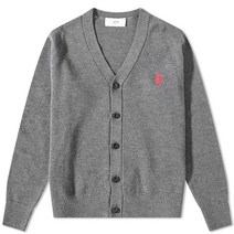 AMI Small A Heart Cardigan - Heather Grey118031
