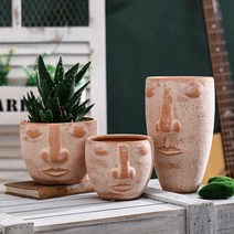 모아이 석상 토분 화분 스노우화이트 소, 소 12x10cm