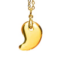 천연석 곡옥 S 작은 목걸이 체인 타입 황수정 석영 (1 점)