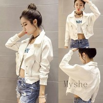 [Myshe]가을 패션 청자켓 여성 숏 데님 자켓 Dou2FEI824WT1