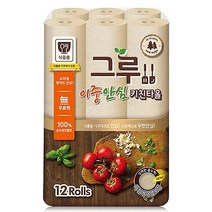 그루 이중안심 천연펄프 키친타올 120매, 12개