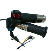 스쿠터 전기 전자 자전거 스로틀 가속기 배터리 전원이있는 lcd 디스플레이 스위치 용 핸들 바 그립, 은