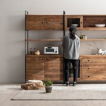 리사이클 PINE우드 단 수납장 장식장, 단 990mm 도어형 수납장