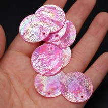 자연 거울 담수 비즈 라운드 코인 루즈 비즈 쥬얼리 만들기 DIY 샹들리에 쥬얼리 액세서리 개, 25mm, Pink