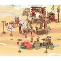유리공예 스테인드글라스 Piececool 3D 금속 퍼즐 전당포 레스토랑 루즈 숍 카지노 모델 키트 DIY 고대 중, 01 SCENERY SET