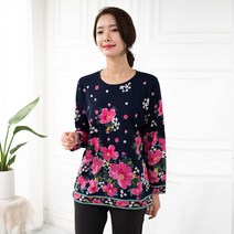 엄마옷 모슬린 장미 긴팔 라운드 티셔츠 TS108025마담 미시옷 50대 중년여성의류 60대 엄마옷 빅사이즈 할머니옷 여성옷