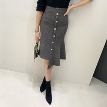 미나그램 여성용 드헬 체크 니트 스커트