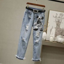 연청바지 결혼식하객룩 데님원피스 S-3XL 캐주얼 빈티지 데님 바지 여성 청바지 느슨한 높은 허리 느슨한 바지 캐주얼 느슨한 바지 플러스 사이즈 3xl