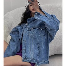 더블 포켓 패치 워크 배트 데님 코트 가을여성자켓