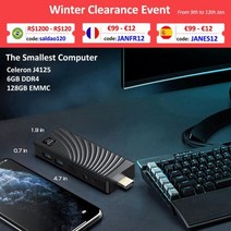미니피씨 스틱pc 미니pc WooYi-T6 프로 미니 PC 스틱 인텔 셀러론 J4125 쿼드코어 6GB 128GB 4K HD 윈도우, 01 J4125 6GB 128GB_01 미국, 01 J4125 6GB 128GB, 01 미국