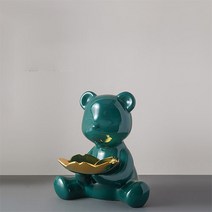 플랜와이 곰돌이 트레이 차키 열쇠 악세사리 인테리어 보관함 T1, 그린