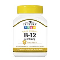 21세기센트리 퀵 디졸브 비타민 B-12 5000mcg 체리 서브링구얼 타블렛, 110개입, 1개, 110정
