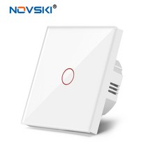 iot스위치 Novski-벽 터치 스위치 220V Eu 표준 Gehard Kristallen Glazen 패널 전원 1/2/3 갱 단방향 조명 센서, 화이트 터치 1 갱, 04 white touch 1 gang