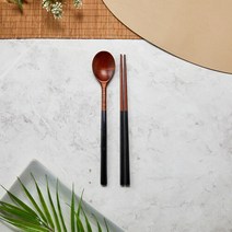 [모던하우스 창원점]자연옻칠 한입에쏙 컬러 수저세트black_WO1023004, 단품, 단품