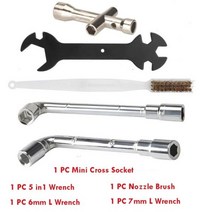 3d프린터출력 대형3d프린터 3d프린터기 5 in 1 cross wrench set 노즐 스패너 소켓 3d 프린터 클리너 도구 노즐 칫솔 구리 브러시 청소 부품 hotbed, 세트 6