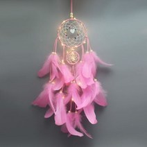 데코브라더스 행운 드림캐쳐 LED 무드등, 핑크