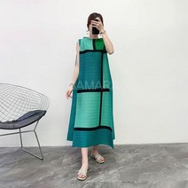 SAMARA 컬러매칭 민소매 A라인 편안한 루지핏 롱 원피스