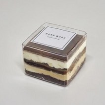 투명 정사각 티라미수 보틀케이크 용기 플라스틱