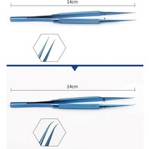 티타늄 미세 수술기구 플랫폼 곡선 핀셋 14cm 휴대폰 수리 족집게 너비 0.15mm, 01 파란_02 샤프 포인트