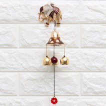 KM데코 황금코끼리 도어벨 문종 현관종 풍경 현관 풍수 인테리어 소품 장식품 집들이 결혼 선물, 브라운