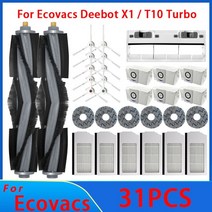 견고한 에코백스 디봇 X1 옴니 T10 터보 진공 청소기 로봇 필터 사이드 브러시 천 예비 부품 더스트 박스, 31pcs1