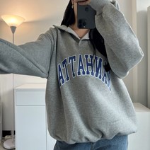 어거스트후 맨하탄 레터링 카라 기모 박시 맨투맨