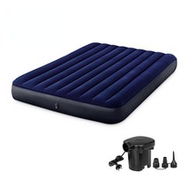 에어요 에어매트리스 에어매트 캠핑용품 airbed 가정용 야외 싱글 더블 에어 침대 플러스 크기의 두꺼운 파란색 접이식 풍선 편리한 매트리스, 침대 구동 펌프, 137x191x25cm