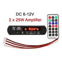 2*15 W/2*25 W 앰프 MP3 플레이어 모듈 블루투스 호환 5.0 디코더 보드 12V 50W 자동차 FM 라디오, Black_CHINA