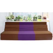 SEJEL.F (세젤에프) 5단 폴리 접이식 매트리스 배색 소파베드 HR스펀지 수면매트 브라운 & 퍼플 7.5CM, 블루 & 화이트