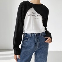 사선 언발 볼레로 니트티