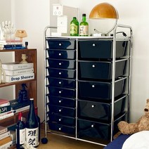 미드센츄리 서랍장 디자인 이동식 캐비넷 진열대, 블루