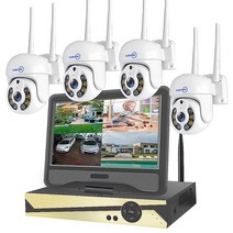 보안 카메라 보안 카메라movols h.265 3mp hd 무선 cctv 시스템 양방향 오디오 방수 ptz wifi ip 보안 카메라 8ch p2p nvr 비디오 감시 키트, 4t, 10인치 LCD 모니터