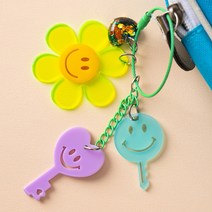 피플퍼플키링 하트키 스마일 키링 가방 백참 자동차 키링 열쇠고리, 24K5_하트키 스마일 키링 백참 형광, 1개