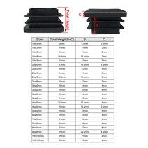 빠루 야스리 2410pcs 정사각형 플라스틱 블랙 블랭킹 엔드 캡 튜브 파이프 삽입 플러그 마개 10x10 ~ 거실, 02 2PCS_02 20x20mm