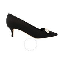 Manolo Blahnik 여성용 블랙 보타라 크리스탈 장식 새틴 펌프스 브랜드 사이즈 36( US 6)