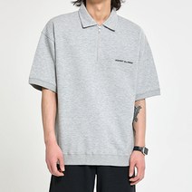 제타22 남녀공용 심플 레터링 반집업 카라 오버핏 반팔 맨투맨 티셔츠 [1740]