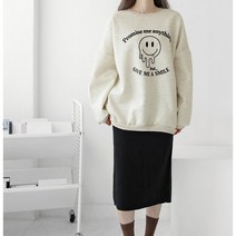 [벨롯] 빅사이즈 해피 스마일 기모 티셔츠