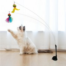 펫츠몬 꿩깃털 고양이 낚싯대 장난감, 혼합 색상, 3개