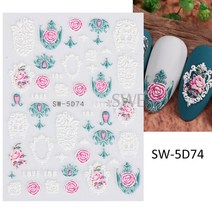 1 pc 디자인 손톱 장식 네일 접착제 손톱 장식 슬라이더 접착제 네일 데칼 SASW5D, SW5D74