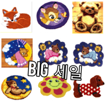 스킬 자수 스킬자수 세트 실 바늘 러그 초보 해바라기 발 매트 대형 어린이 diy 펀치니들 프랑스, 컬러망 + 스킬자수바늘, 5.블루곰