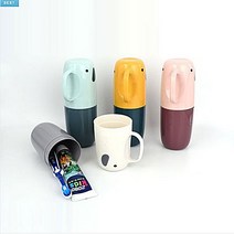 동동상회 유치원 어린이집 초등학생 학교 유아 양치컵세트 캐릭터 치약 칫솔 양치컵 케이스 손잡이, 1개, 코끼리 칫솔통 - 옐로우-칫솔통만