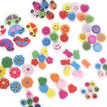 [대량구매] 나무비즈 구슬(500g)/ 비즈 팔찌 목걸이 우드 악세사리 꾸미기 반지 공예, [대량]스마일하트 나무비즈(500g)