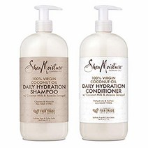Shea Moisture 모이스처라이징 샴푸 및 컨디셔너 세트 코코넛 오일 데일리 하이드레이션 리얼 코코넛 오일로 제작 946.4ml(34온스), 1개