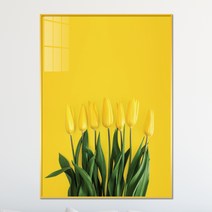아트블루 북유럽 튤립 꽃 식물 보태니컬 아트 그림 인테리어 액자, 6번 7송이 노란튤립_노란배경 세로