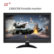 포터블모니터 13.3 인치 HD 모니터 pc 1366x768 휴대용 LCD TV 디스플레이 PS4 HDMI VGA USB AV BNC 12/10, 02 12 inch 1366X768