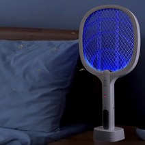 LED 충전식 전기모기채 날파리퇴치 전기파리채, 화이트