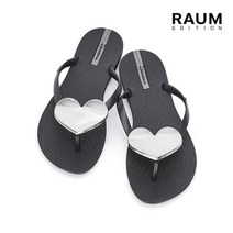 라움에디션 [RAUM EDITION][20SS] [MAXI FASHION II FEM] 블랙 여성 하트장식 슬리퍼 HTSO0E102BK